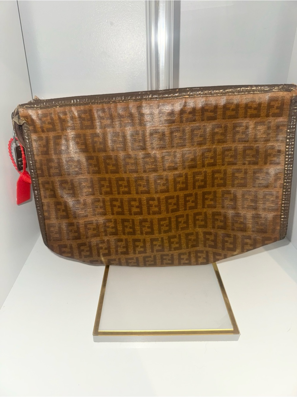 Vintage Fendi Brown Zucca Logo Toiletry Pouch - Picture 2 of 8